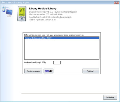 Datenübernahme vom Liberty Medical Liberty ins Diabetes-Tagebuch