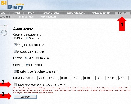 SiDiary Online für V6 vorbereiten