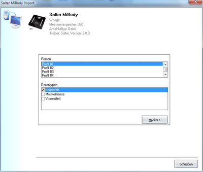 Datenübernahme von der Salter MiBody ins Diabetes-Tagebuch Datenübernahme von der Salter MiBody ins Diabetes-Tagebuch