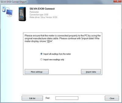 Import your readings from Silva Ex30 Connect into your log book